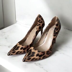 Leopard Cheetah Animal Print Patent Pointed Women's Classic High Heel Pumps sz 9